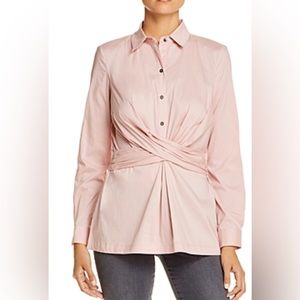 NWT Kenneth Cole New York Collared Twist-Front Pullover Top, Rose Petal, sz 4